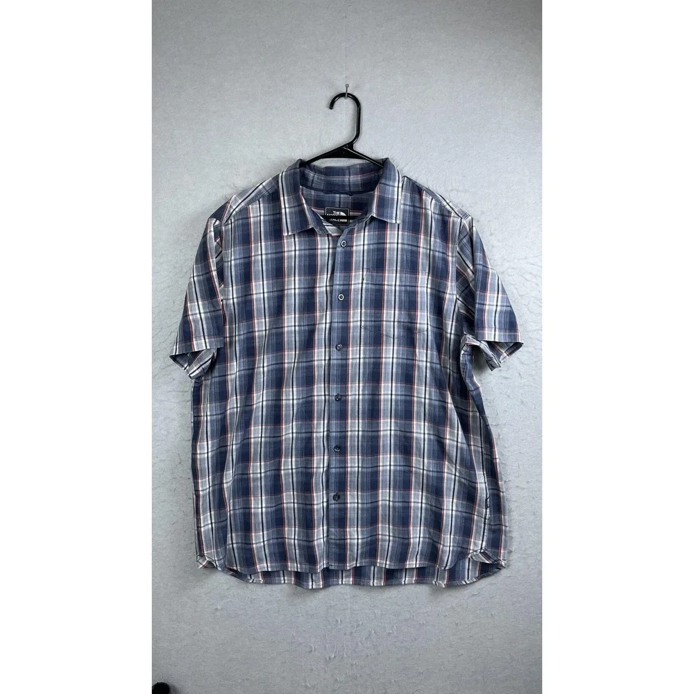 The North Face Shirt Mens XL Blue Plaid Short Sleeve‎ Button Front Casual Pocket